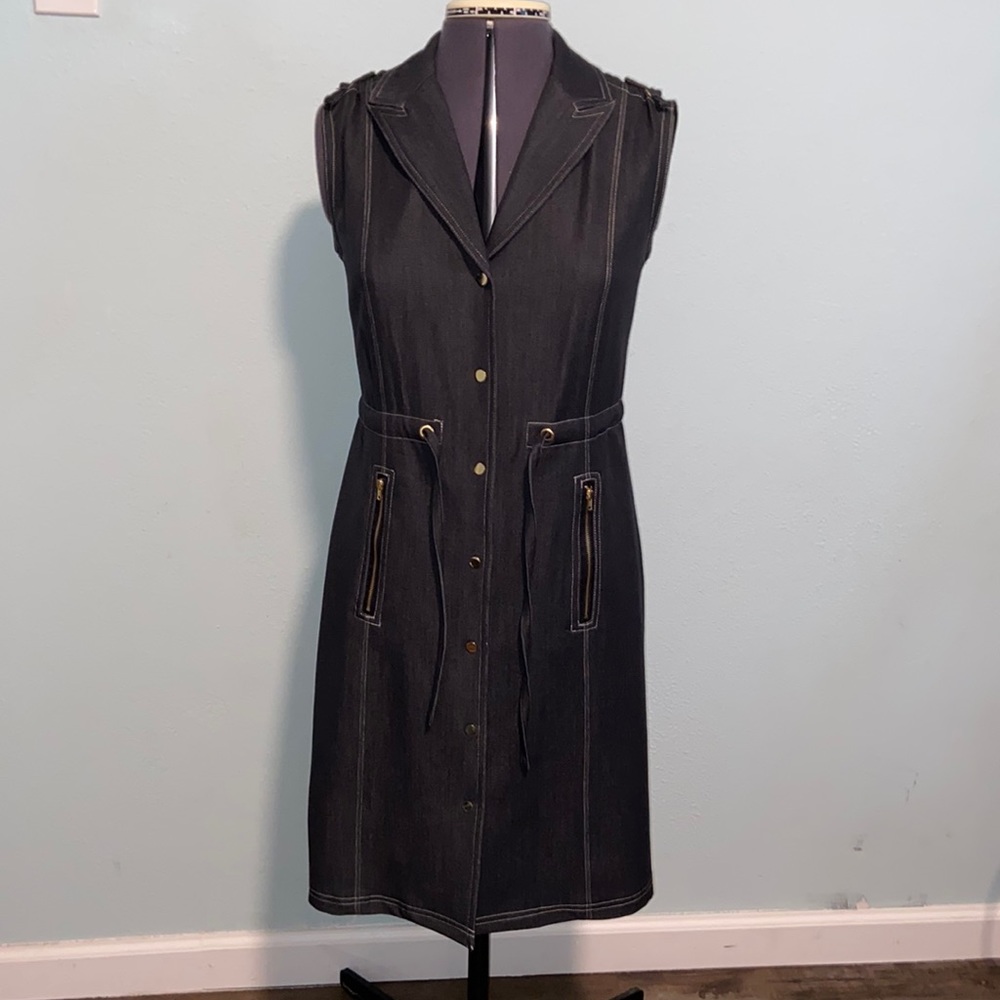 Premise dress 80% polyester and rayon size 4 gold button up - Picture 1 of 10